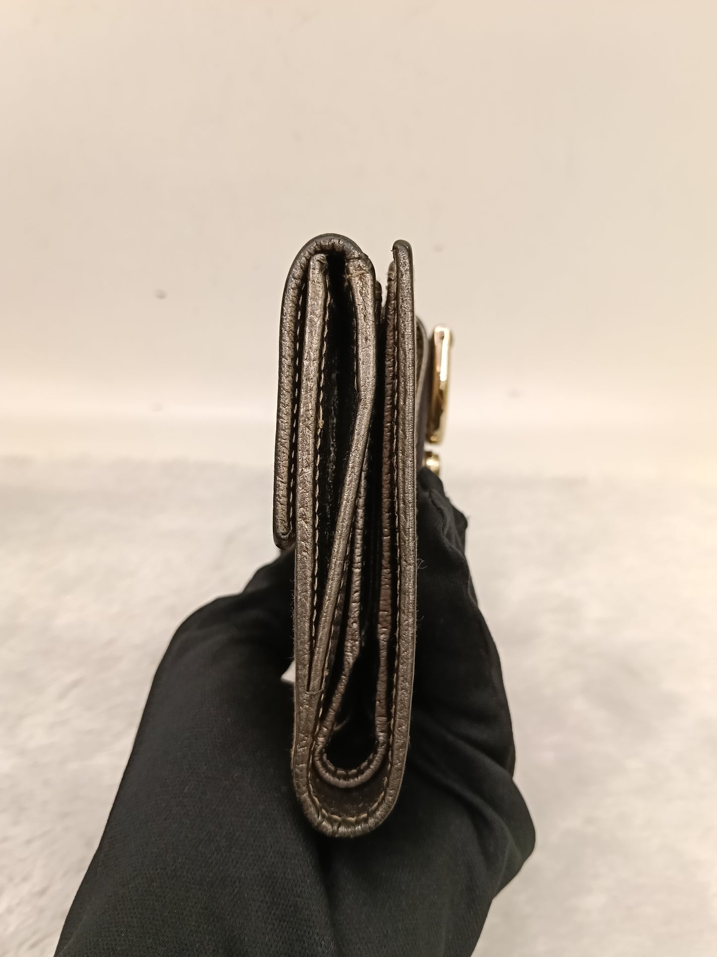 Gucci Wallet Continental D-Ring Canvas Beige Silver GHW 2007