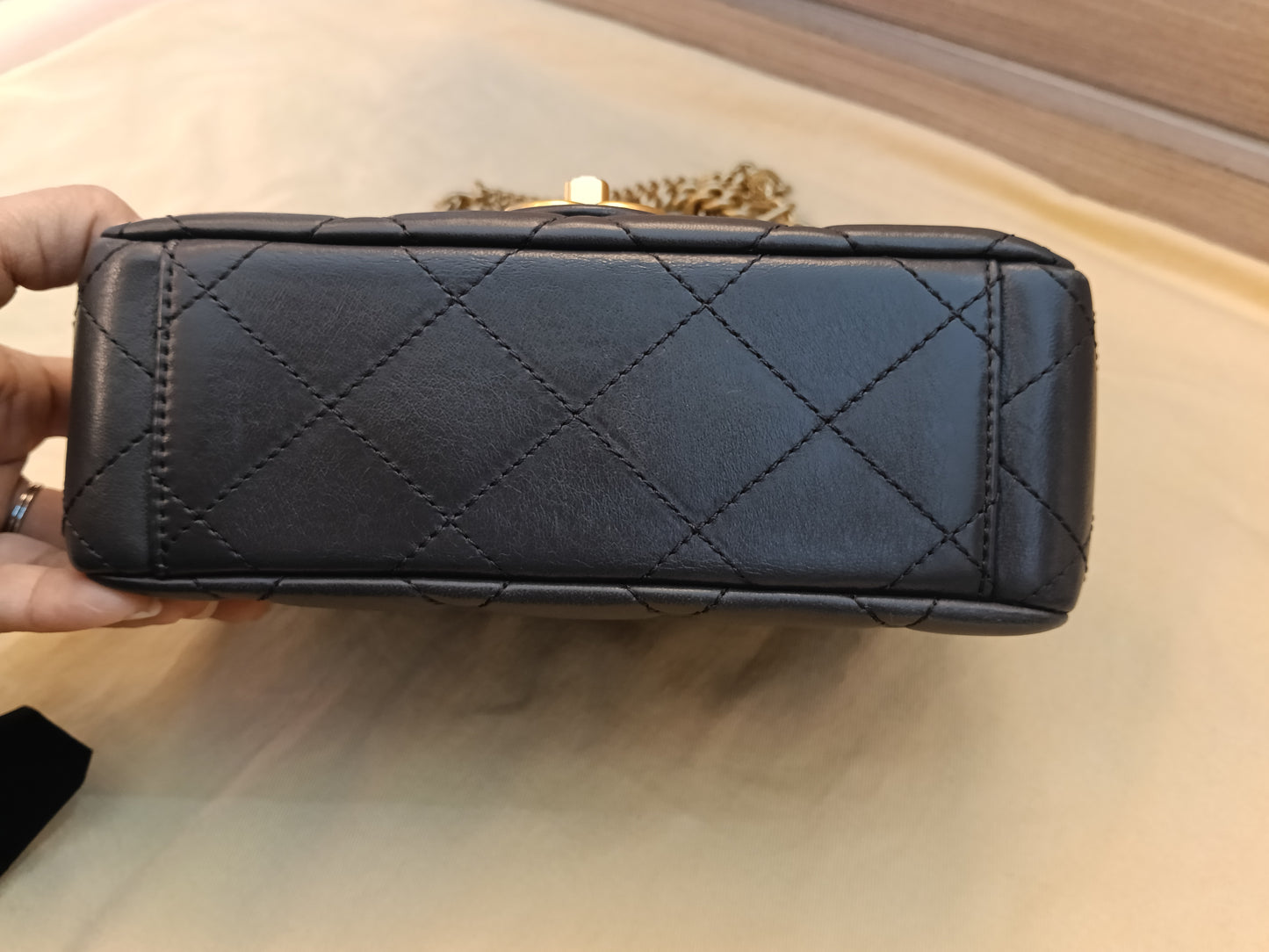 Chanel Seasonal Mini Flap Crush on Chain Calfskin Grey GHW (CHIP)
