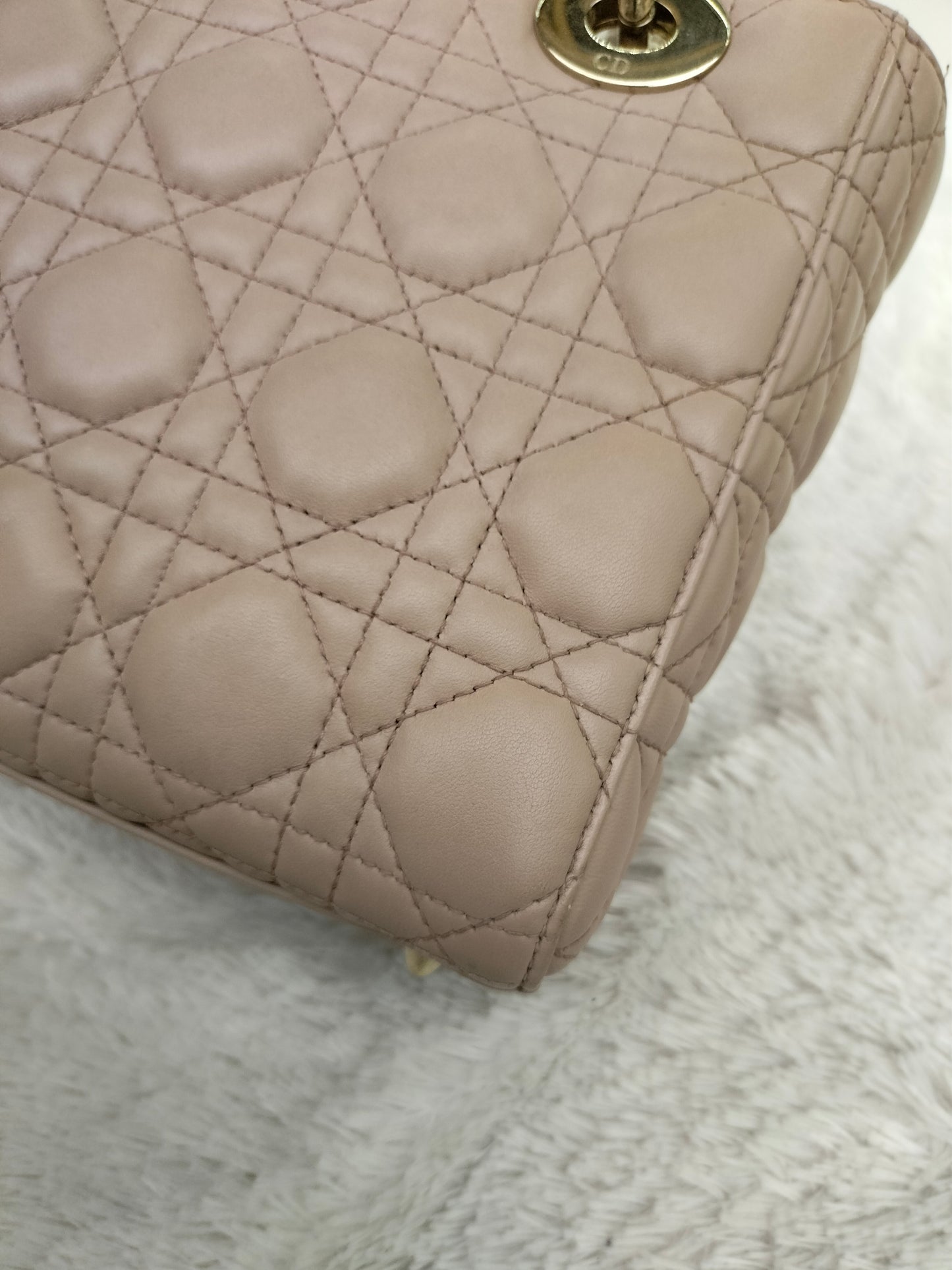 Lady Dior Small Lamb Taupe GHW 2018