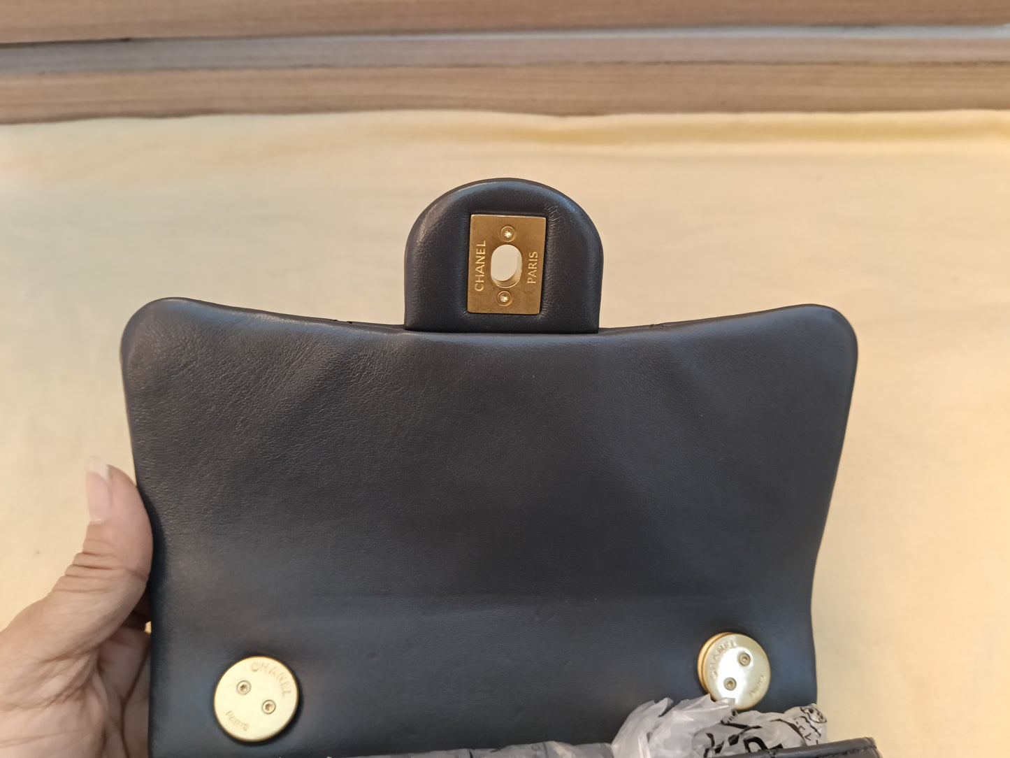 Chanel Seasonal Mini Flap Crush on Chain Calfskin Grey GHW (CHIP)