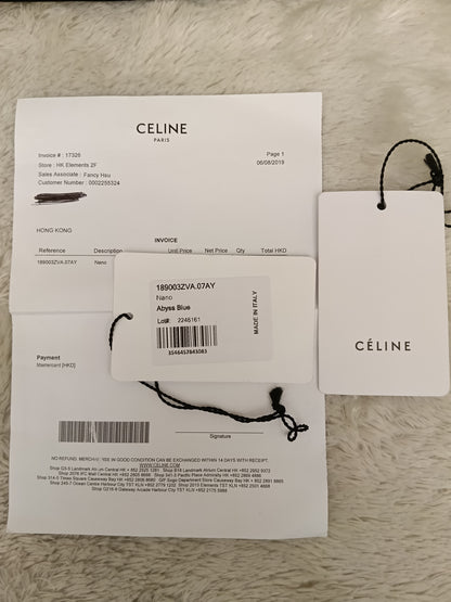 Celine Nano Belt Grained Abyss Blue GHW 2018