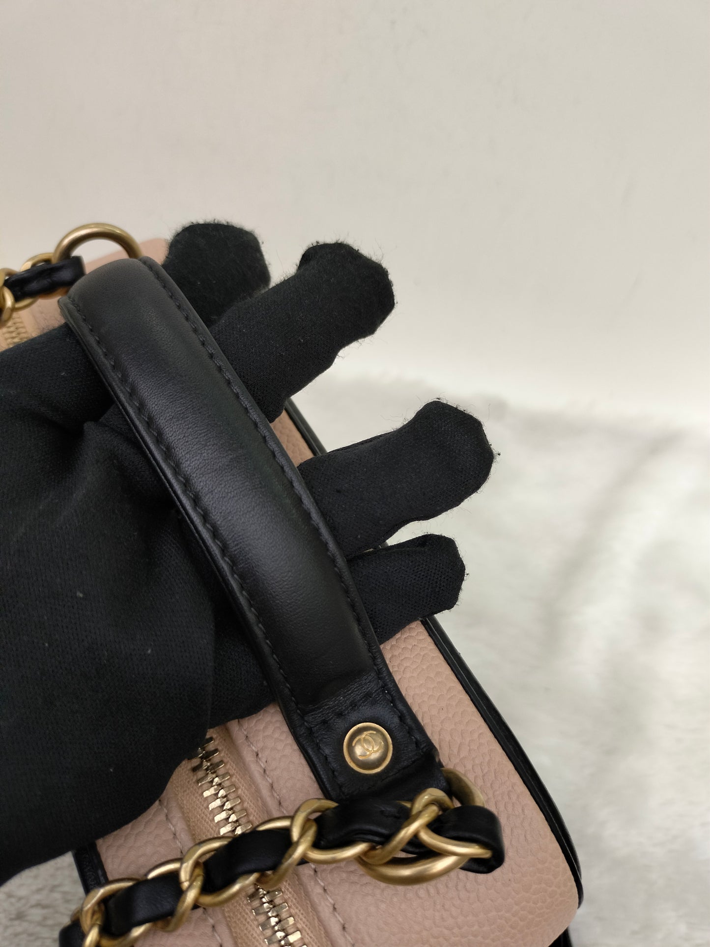 Chanel Filigree Vanity Case Medium Caviar Beige Black GHW #26