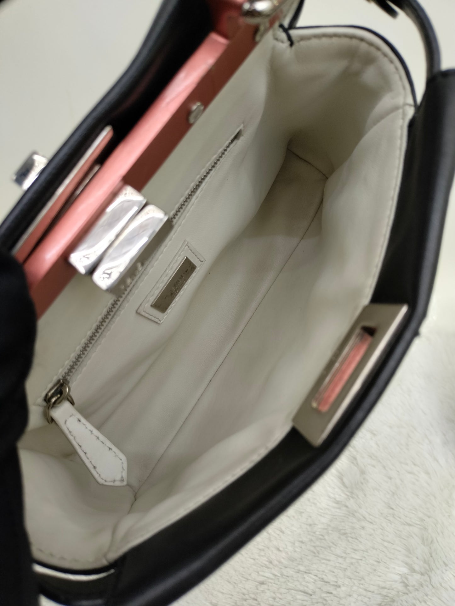 Fendi Peekaboo Iconic Mini Black SHW Pink Enamel