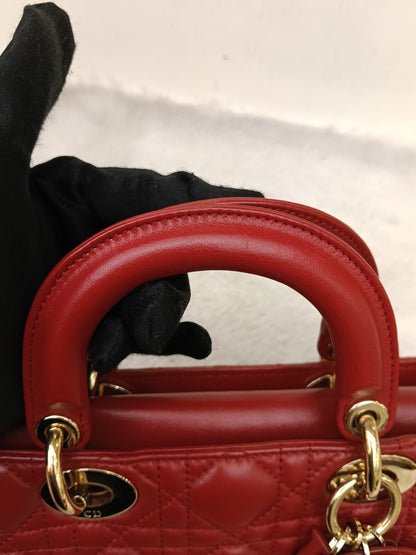 Dior Lady D'Joy Medium Lamb Red GHW 2016