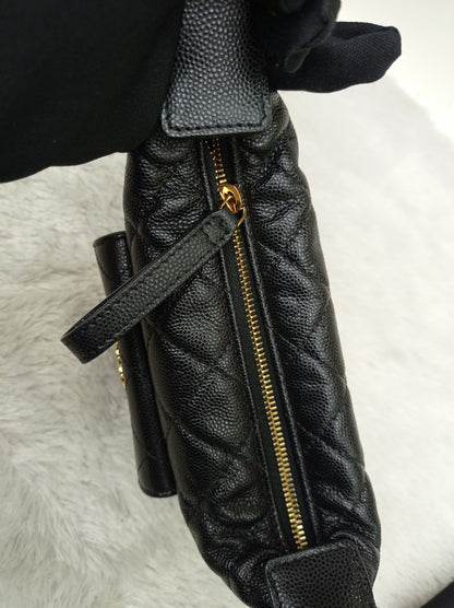 Chanel Polly Pocket Pouch Hobo Caviar Black GHW (CHIP)