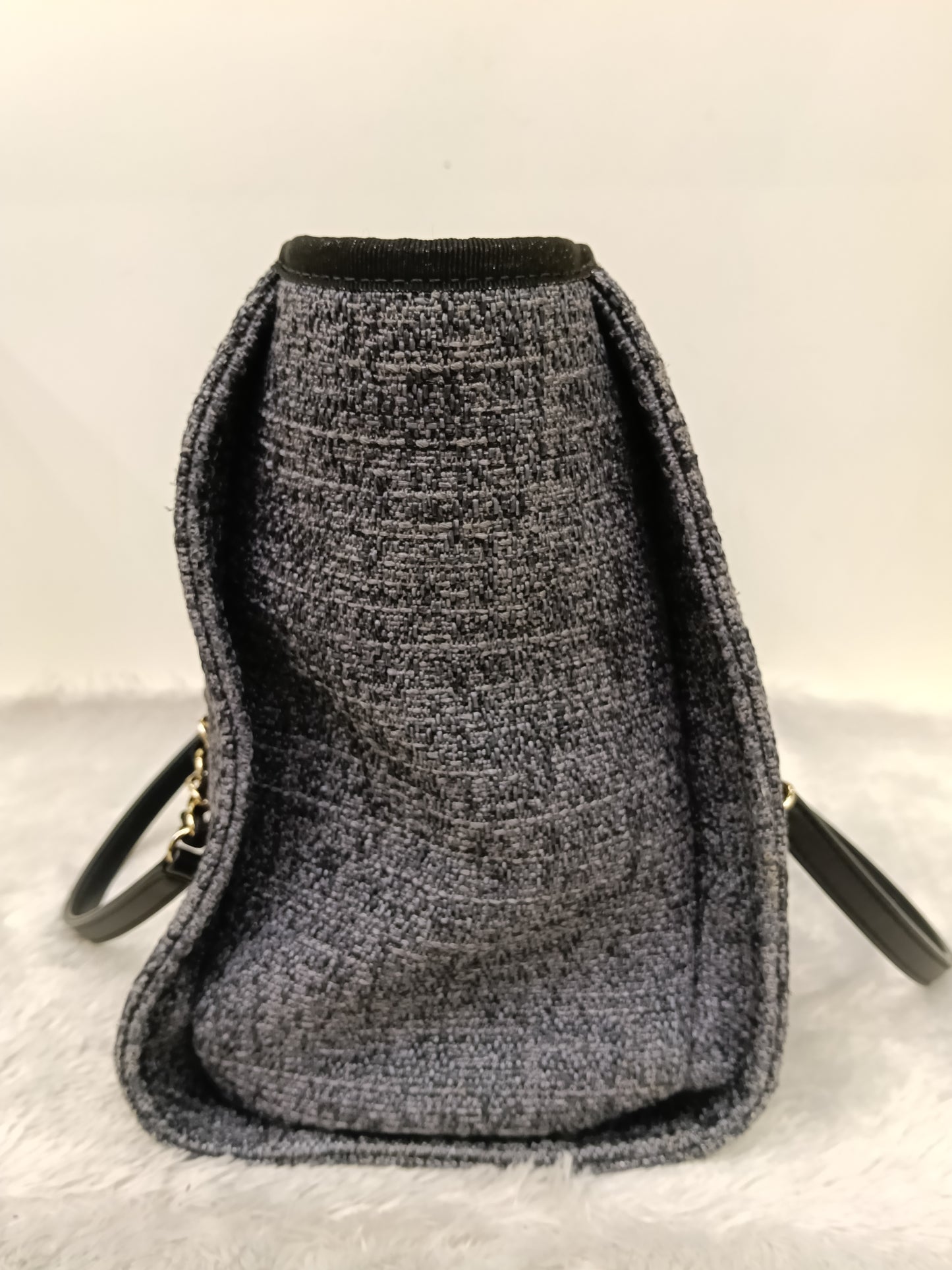 Chanel Deauville Small Tweed Black Navy LGHW (CHIP)