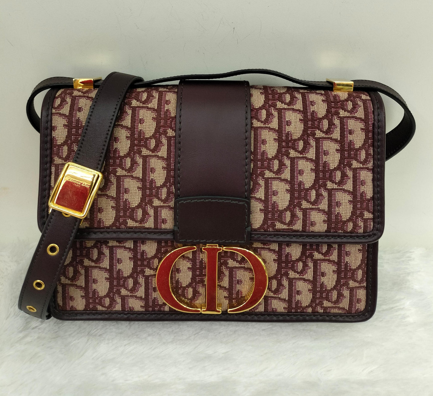 Dior Montaigne Medium Oblique Burgundy GHW 2019