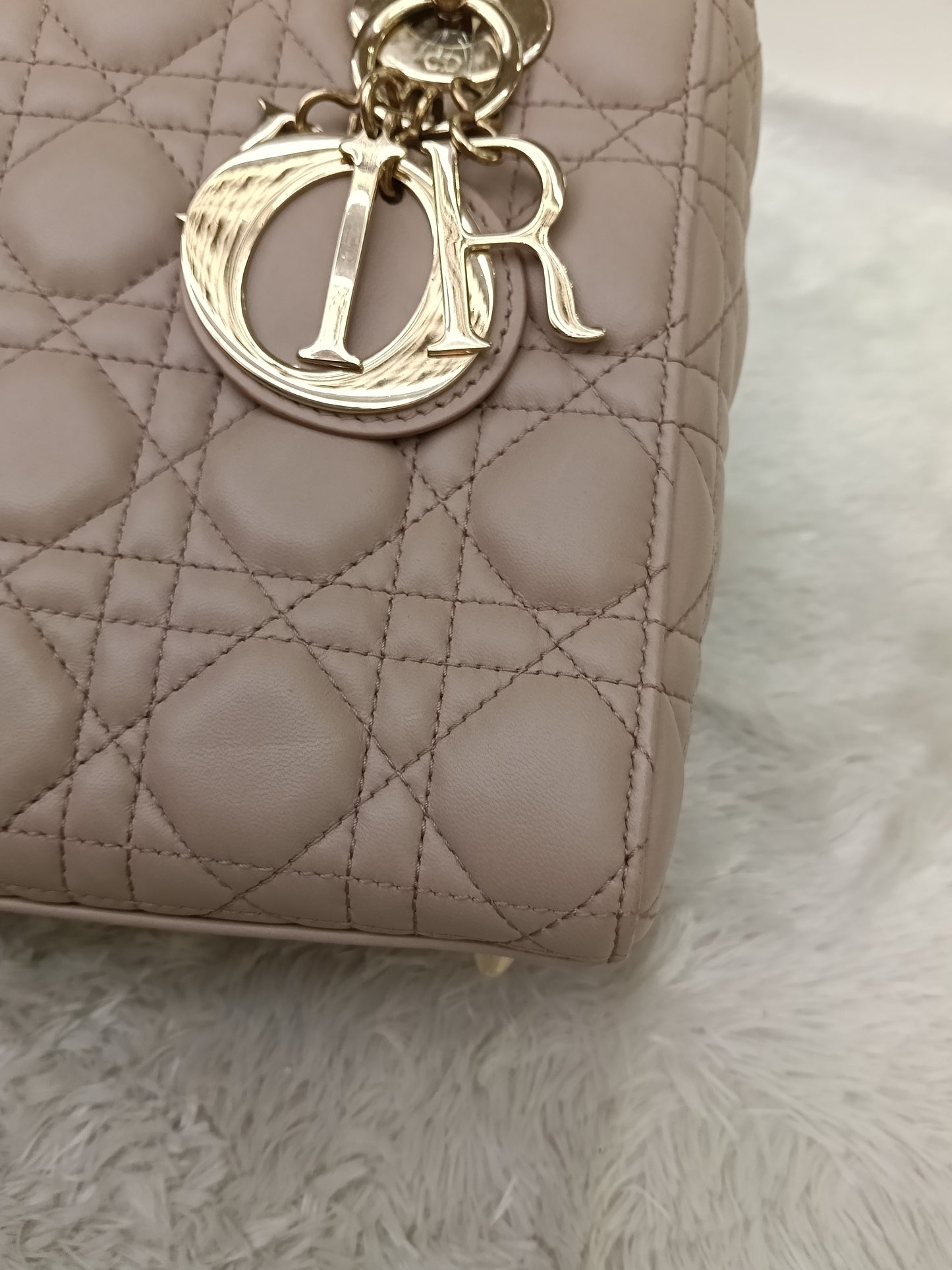 Lady Dior Small Lamb Taupe GHW 2017