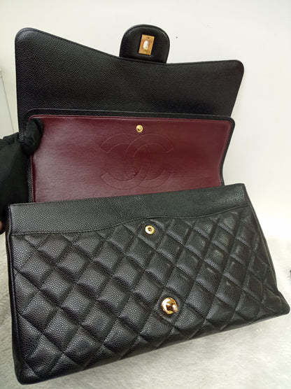 Chanel Maxi Caviar Black GHW DF #14