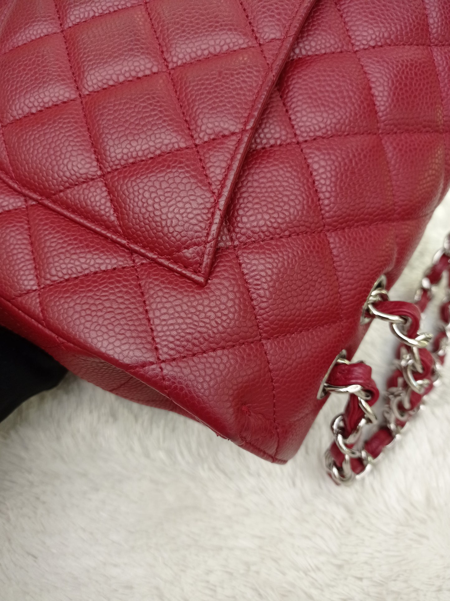 Chanel Jumbo Caviar Red SHW SF #13