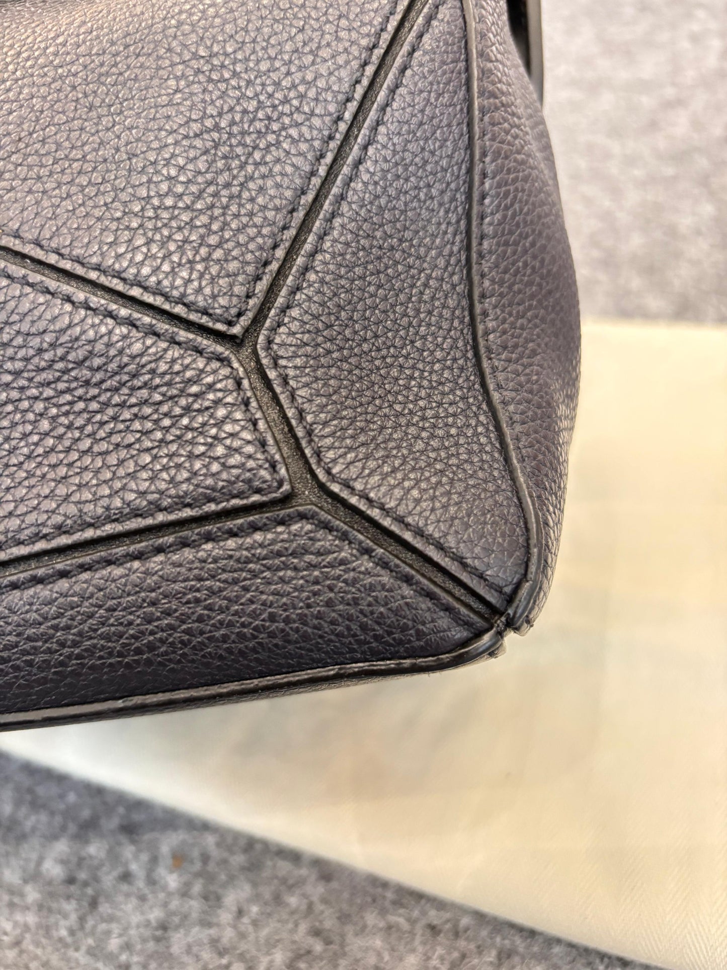 Loewe Puzzle Small Grained Navy Black GHW 2018