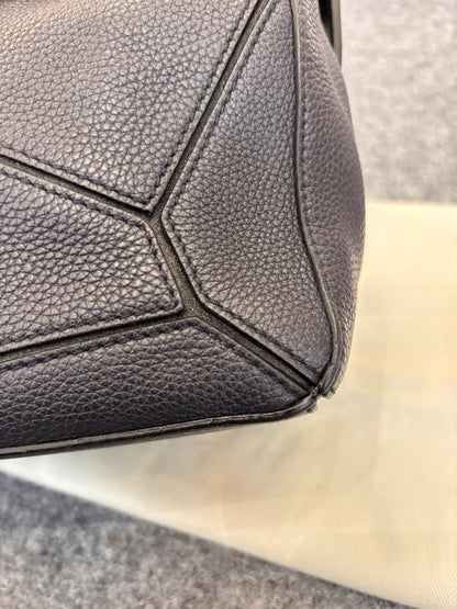 Loewe Puzzle Small Grained Navy Black GHW 2018