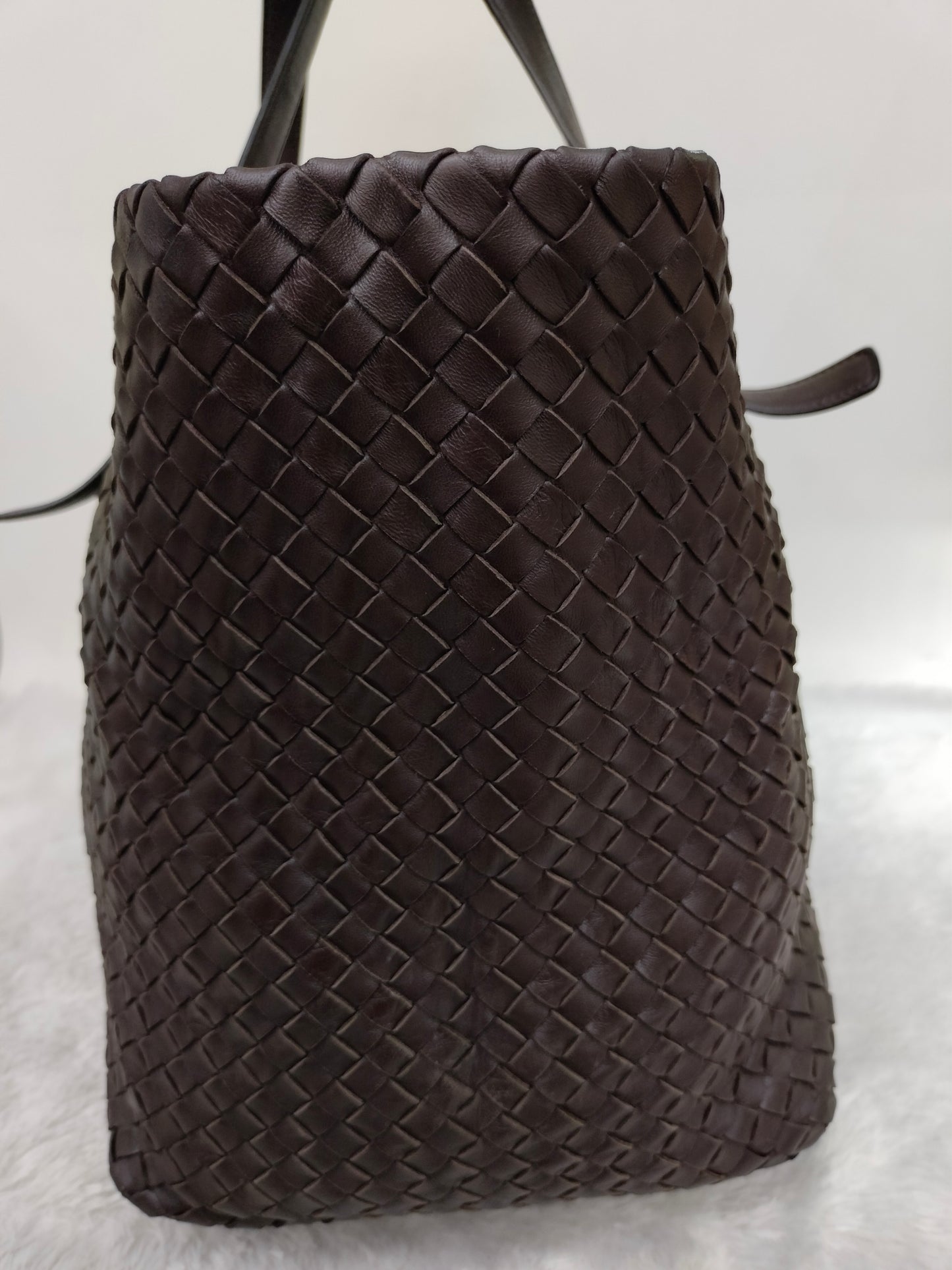Bottega Veneta Cesta Shopper Tote Intrecciato Dark Brown