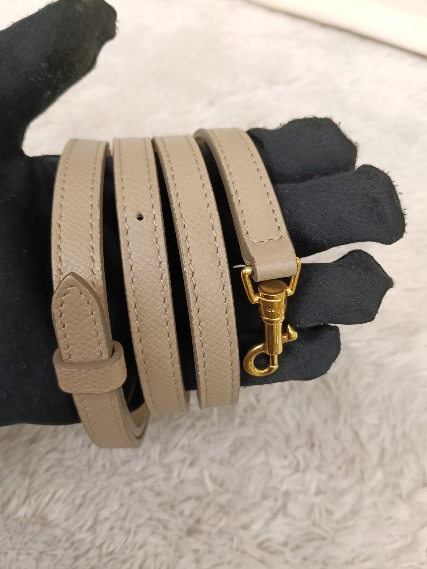 Celine Nano Belt Grained Light Taupe GHW 2018