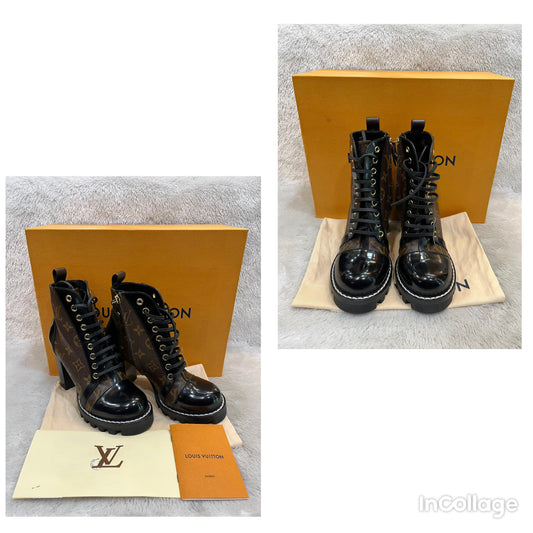 LV Boots Star Trail Monogram Black Patent Size 36