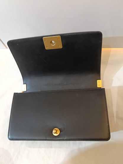Chanel Boy 25 Crumpled Goatskin Black Gold GHW #26