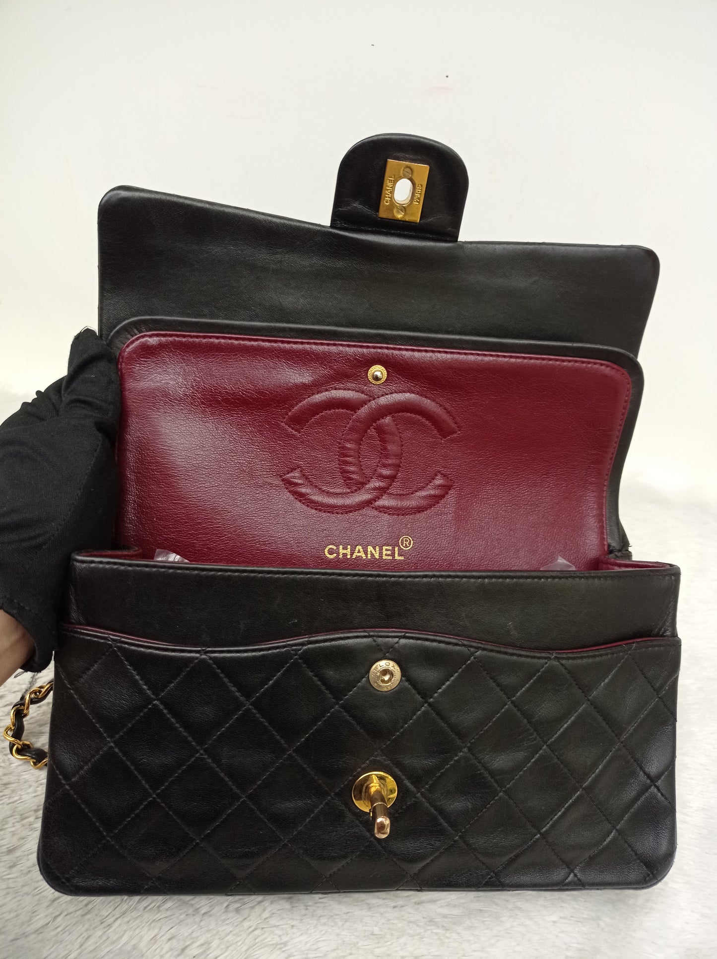 Chanel Medium Lamb Black Vintage GHW DF #2