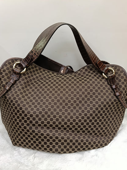 Celine Macadam Bittersweet Large Hobo Croco Embossed Chocolate SHW 2008
