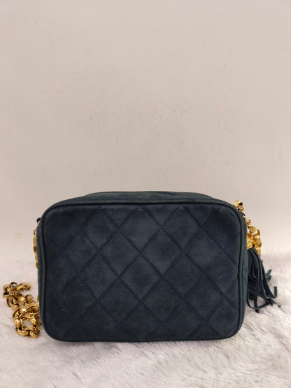 Chanel Mini Camera Suede Navy GHW #1