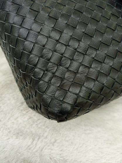 Bottega Veneta Nappa Intrecciato Ayers Brick Tote Black Snake Skin RHW
