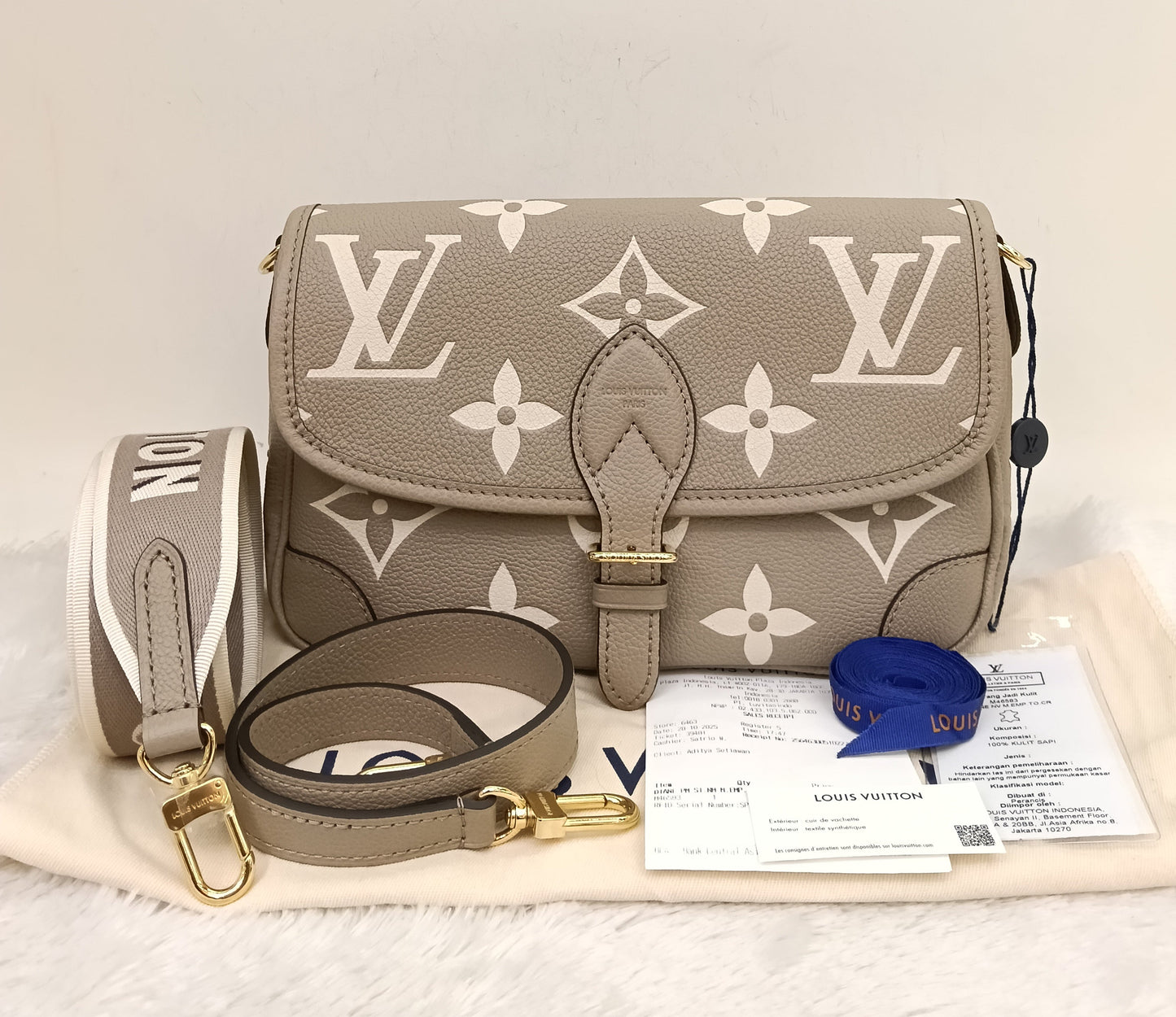 LV Diane PM ST NM Monogram Empreinte Giant Tourterelle Creme 2025 (CHIP)