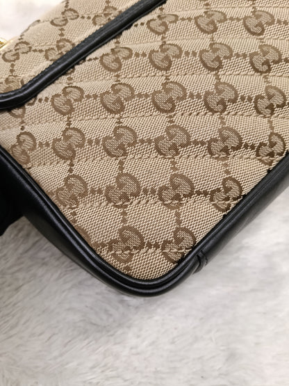 Gucci Marmont Small Canvas Beige Black GHW
