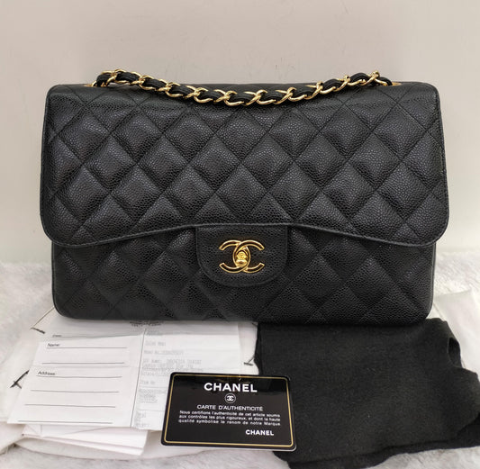 Chanel Jumbo Caviar Black GHW DF #21