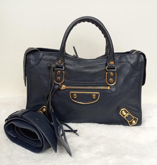 Balenciaga Small City Edge Navy GHW