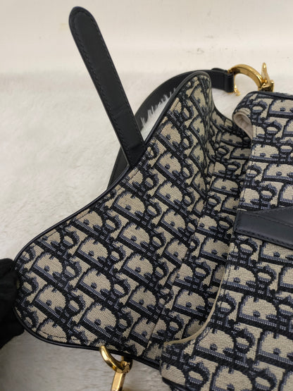 Dior Saddle Medium Oblique Navy GHW 2018