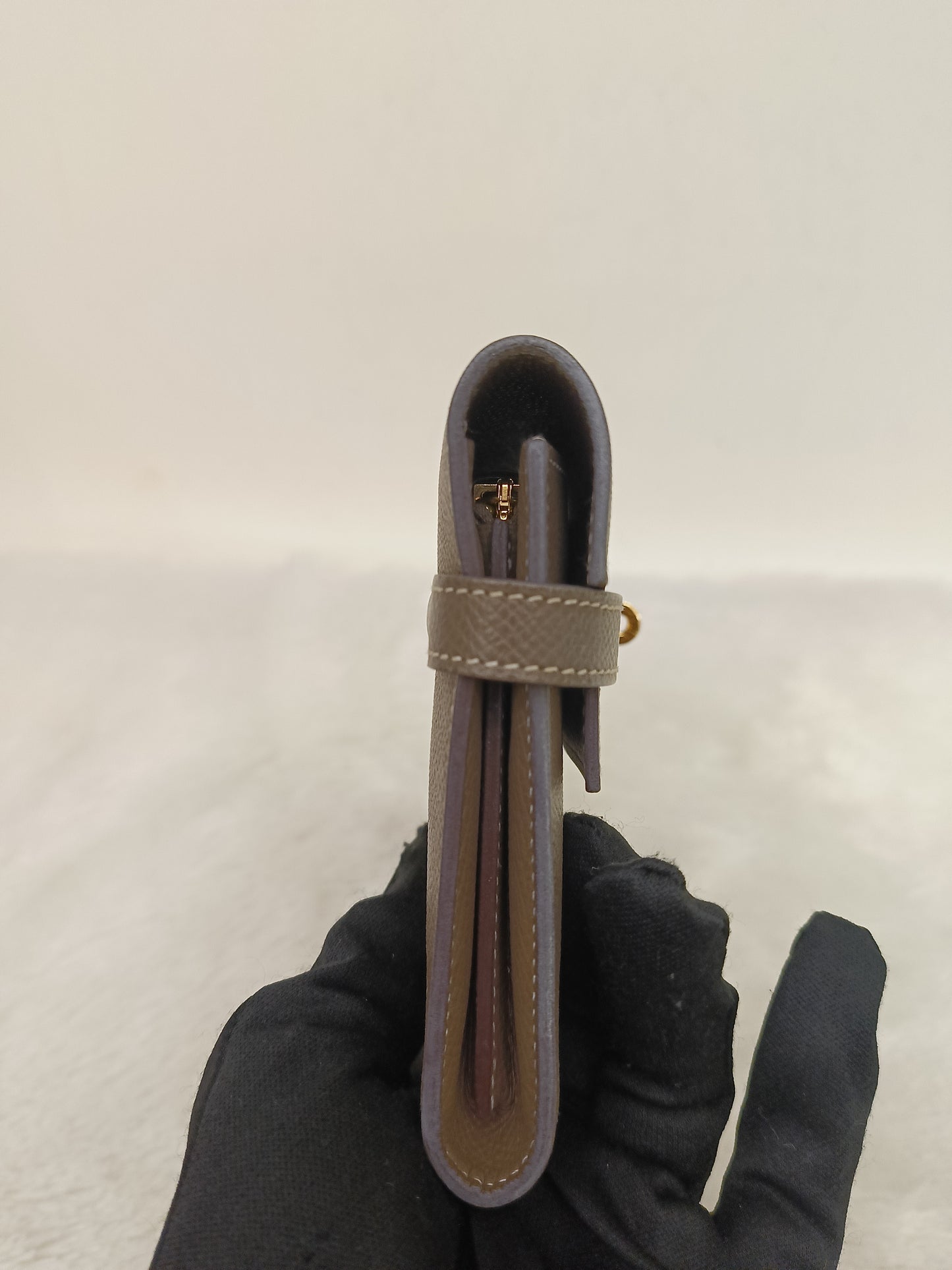 Hermes Kelly Wallet Epsom Etoupe GHW #D