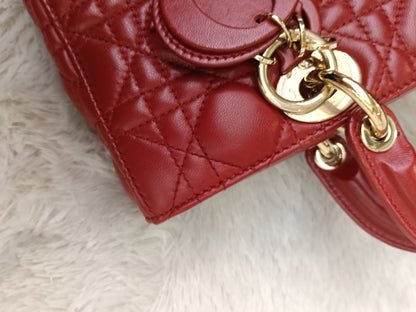 Dior Lady D'Joy Medium Lamb Red GHW 2016