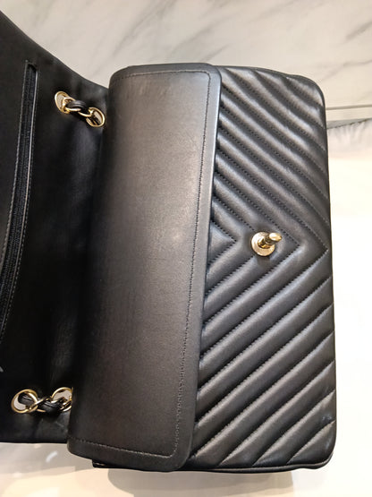 Chanel Jumbo Chevron Lamb Black GHW DF #27