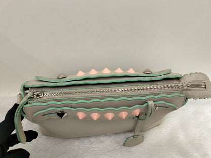 Fendi BTW Medium Vitello Dolce Scalloped Studded Pink Off White SHW 2016