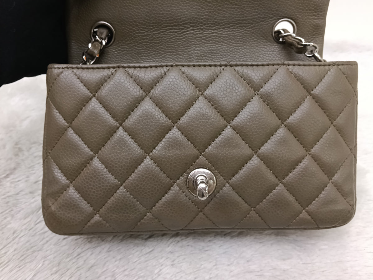 Chanel Mini Rectangular Caviar Khaki SHW SF #17
