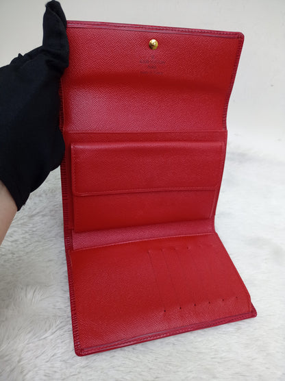 LV Portefeuille Tresor Etui Papiers Wallet Epi Red