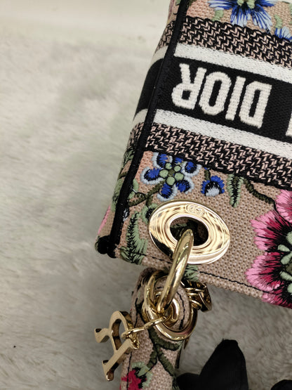 Lady Dior Mini D Lite Embroidered Canvas Mille Fleurs GHW 2023