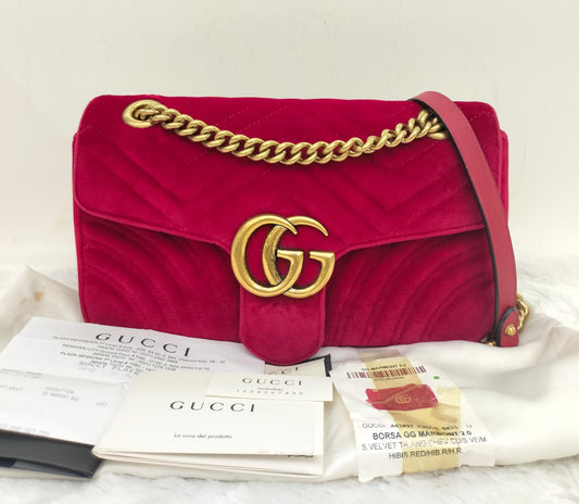 Gucci Marmont Small Velvet Red GHW 2018