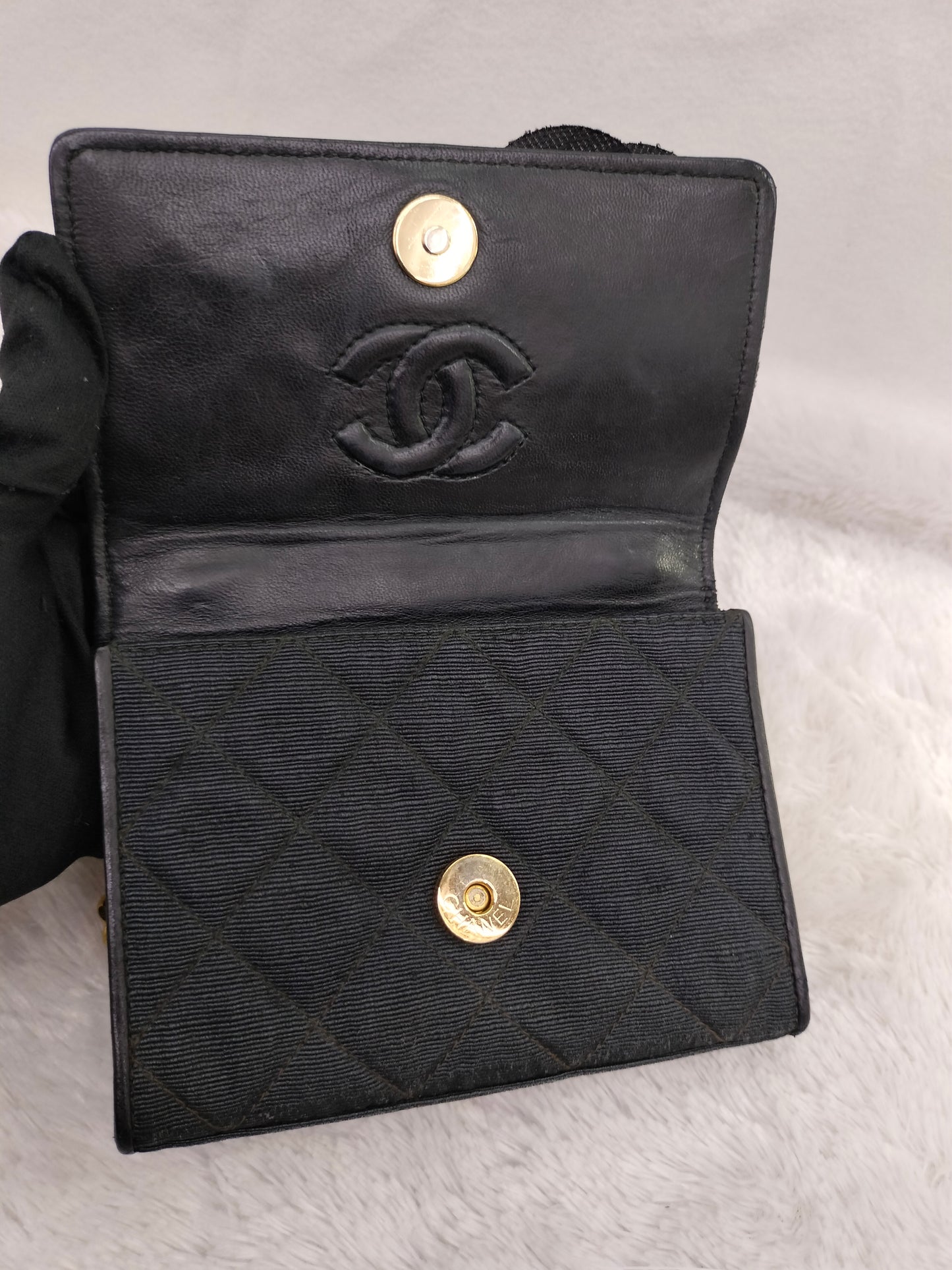 Chanel Mini Denim Flower Black Vintage GHW #1