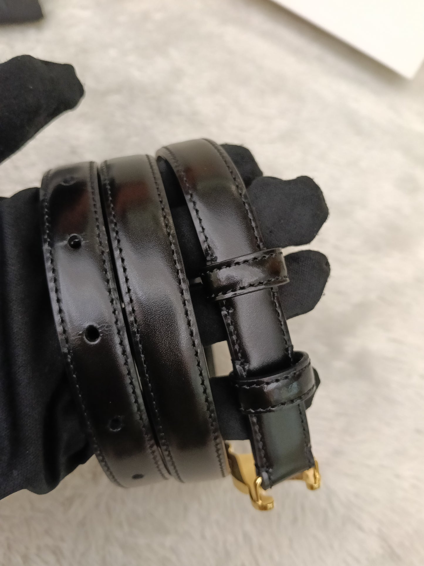 Celine Triomphe Belt Small Elegant Smooth Calfskin Black GHW size 80