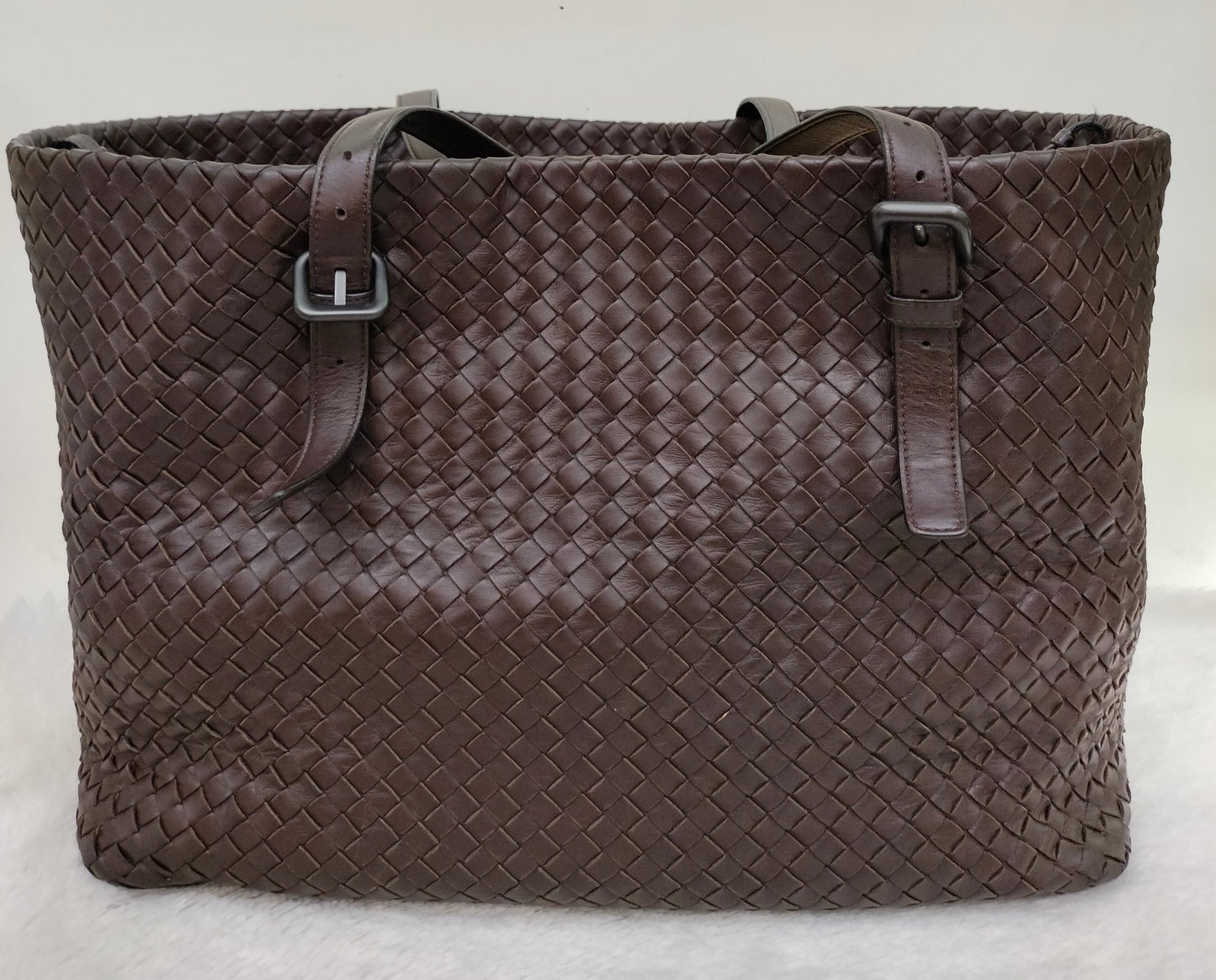 Bottega Veneta Cesta Shopper Tote Intrecciato Dark Brown
