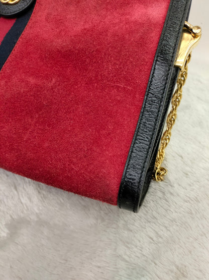 Gucci Ophidia Medium Suede Patent Black Red GHW
