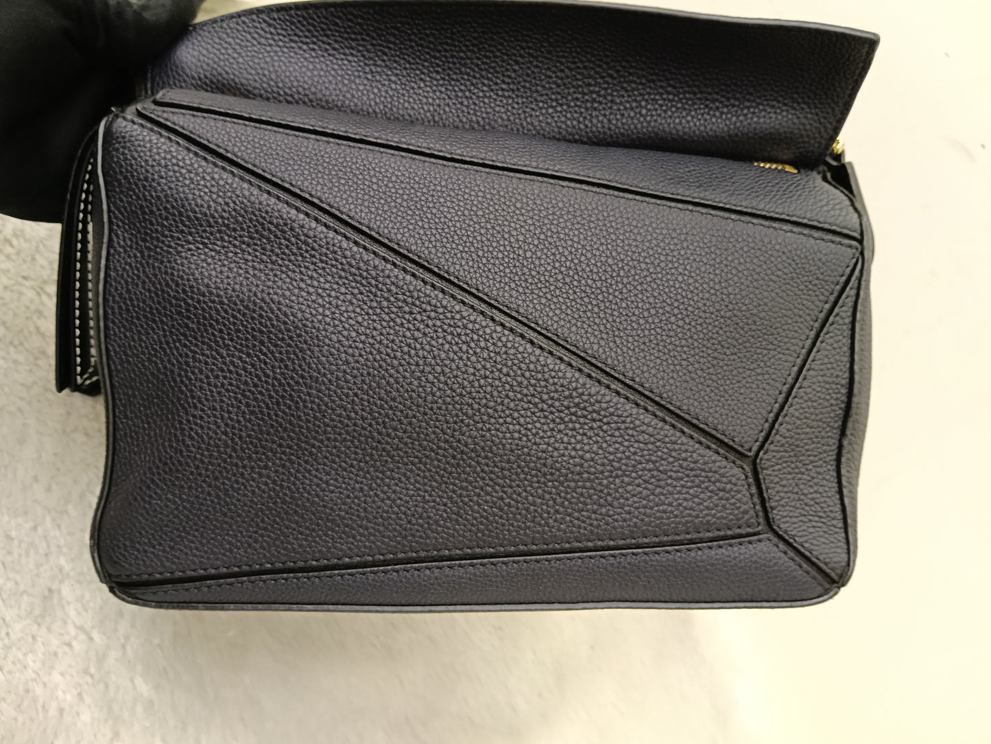 Loewe Puzzle Small Grained Midnight Blue Black GHW 2019