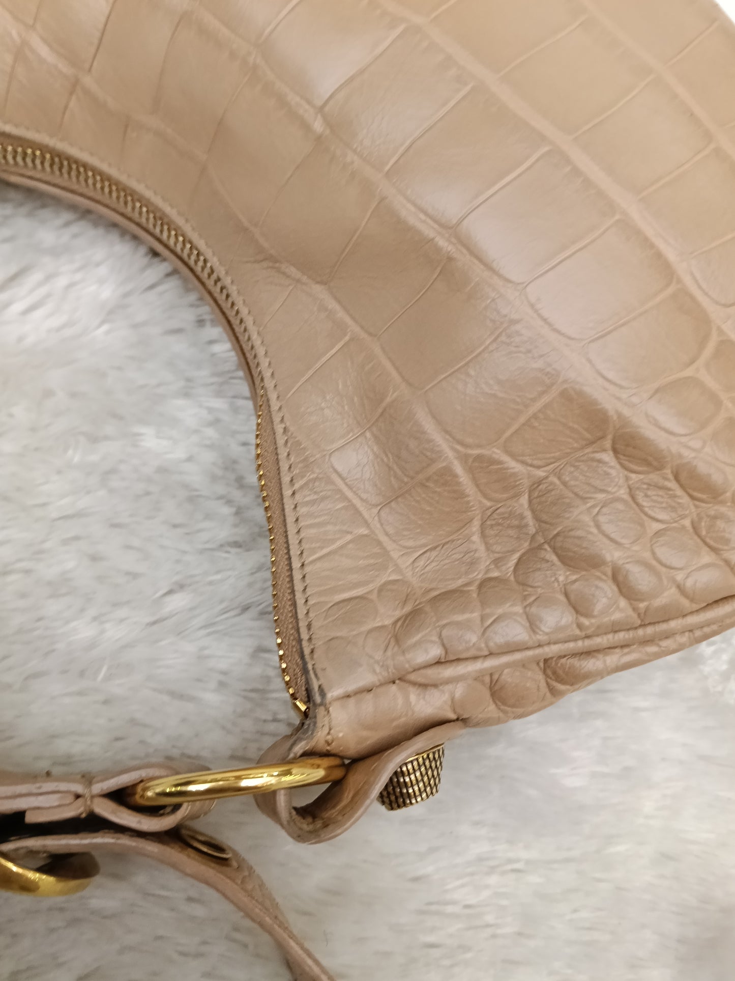 Balenciaga Le Cagole XS Croco Embossed Nude RGHW 2023