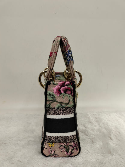 Lady Dior Mini D Lite Embroidered Canvas Mille Fleurs GHW 2023