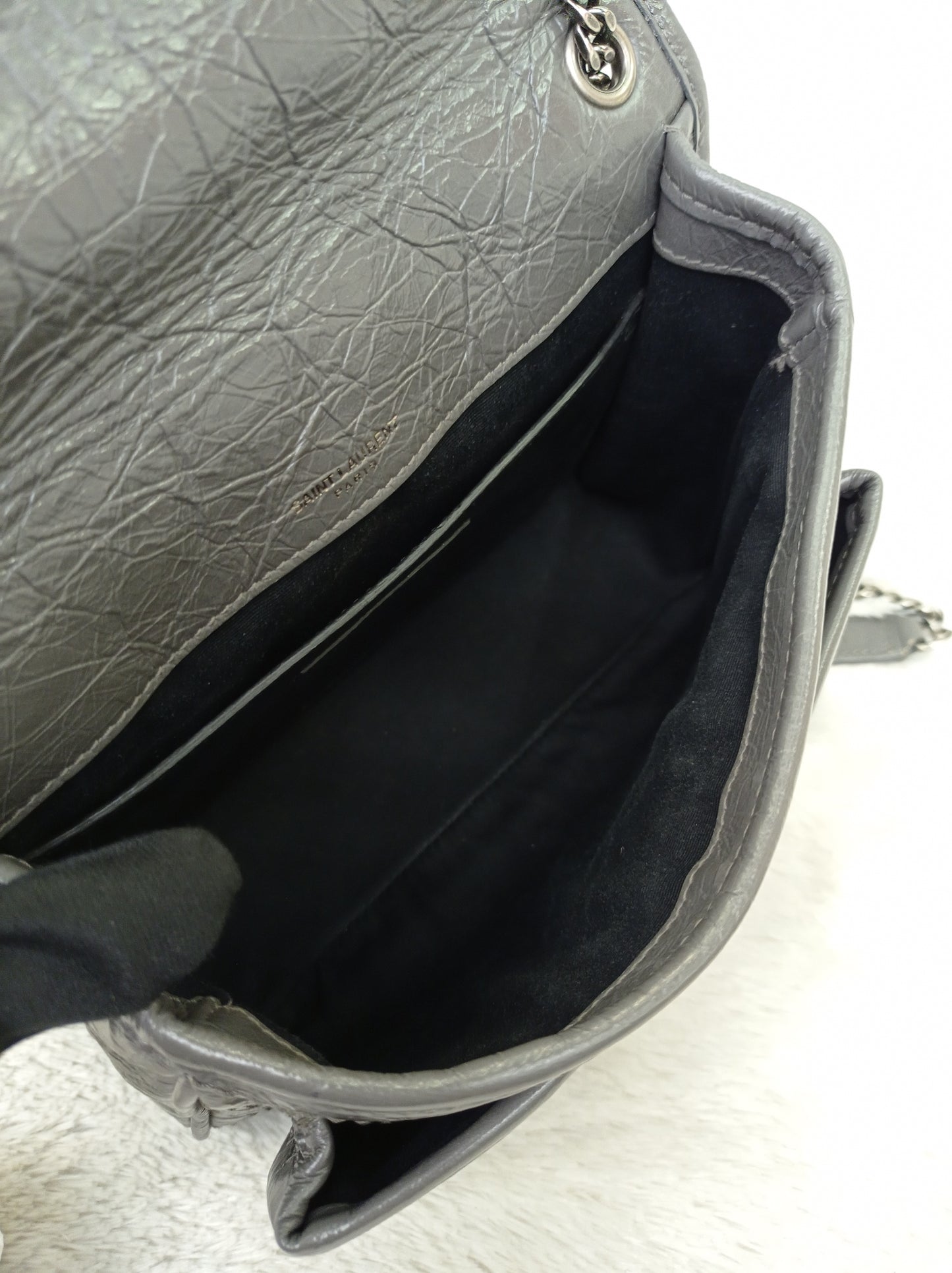 YsL Niki Baby Calfskin Grey RHW 2018