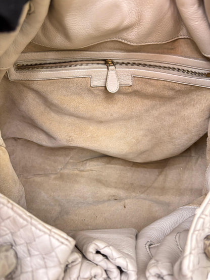 Bottega Veneta Oversized Hobo Lizard and Crocodile Trim Blanco RGHW 2008