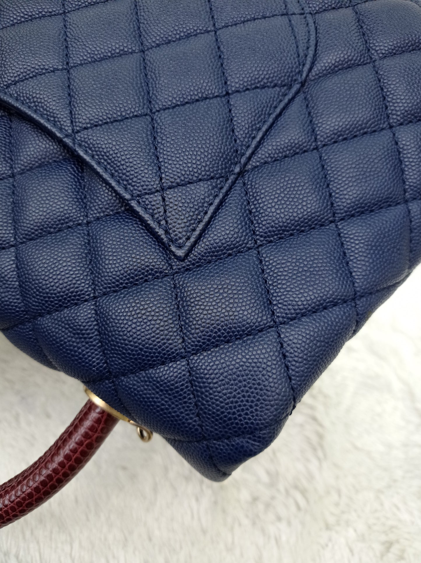 Chanel Coco Handle Medium Caviar Blue Handle Lizard GHW #24