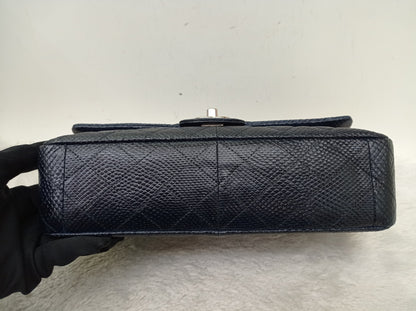 Chanel Medium Karung Snake Skin Navy SHW DF #14