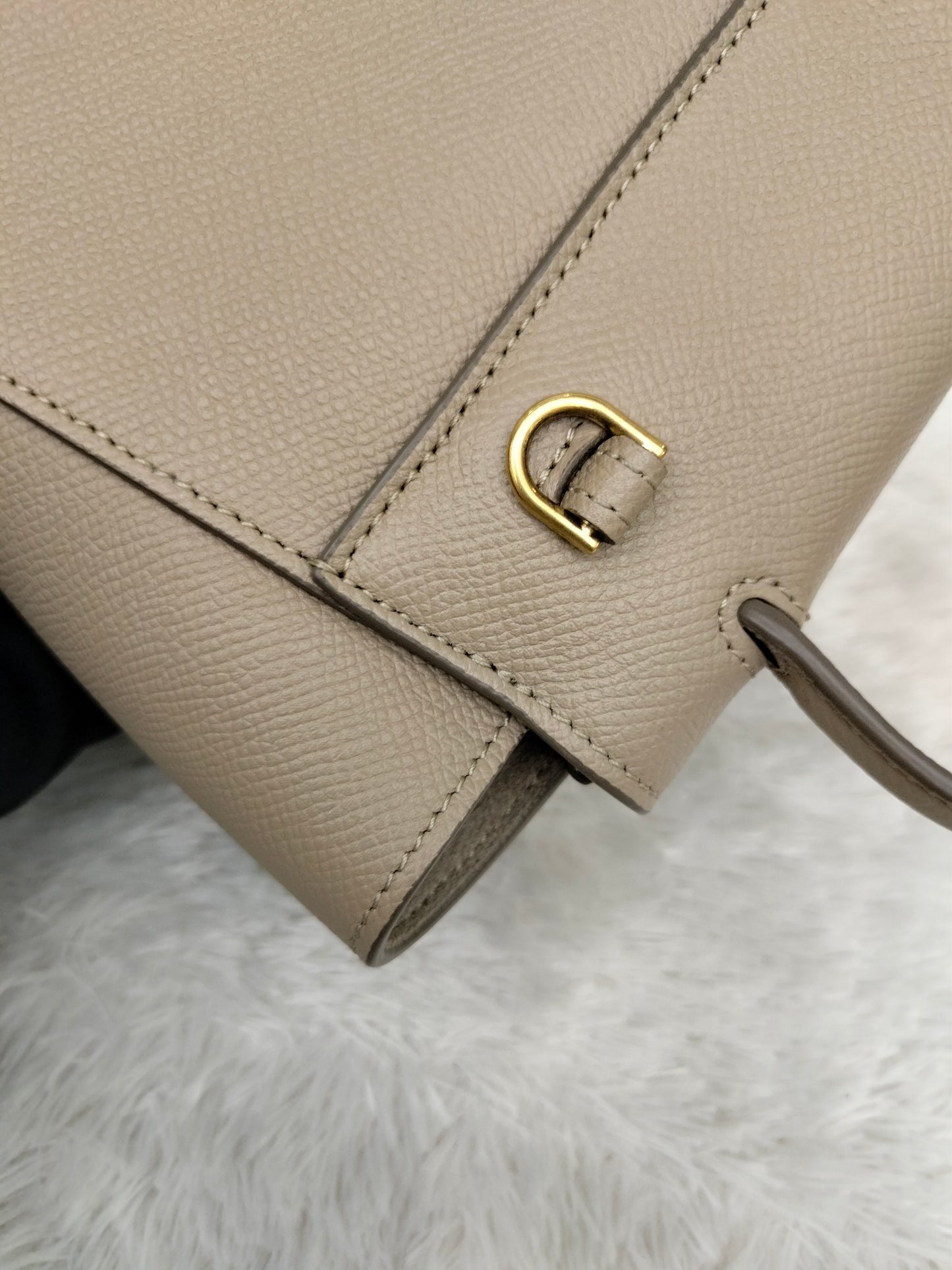 Celine Pico Belt Grained Taupe GHW 2021