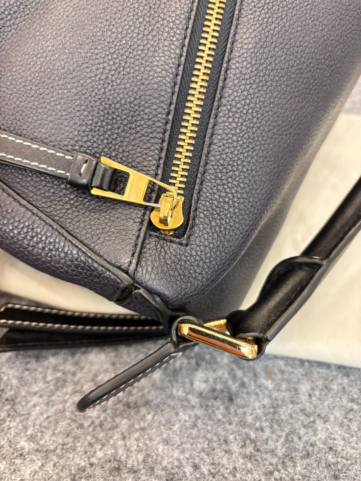 Loewe Puzzle Small Grained Navy Black GHW 2018